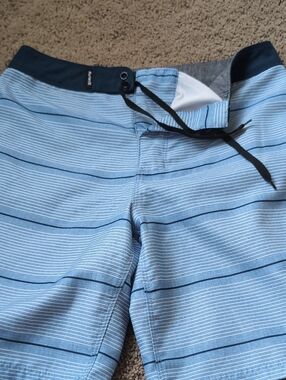 Hurley Light Blue & Navy Striped Board Shorts